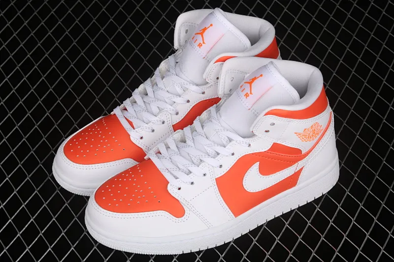 All categories Air Jordan Jordan series basketball shoes Air Jordan 1 Mid G version pure original Air Jordan 1 Mid AJ1 Joe 1 white orange China basketball shoes CZ0774-800